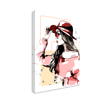 Cuadro salón Mujer elegante con sombrero cuadro - TenVinilo