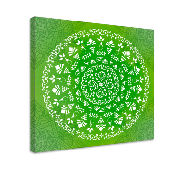 Cuadro mandala verde ornamental redondo - TenVinilo