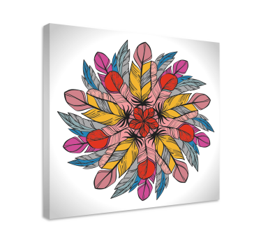 Cuadro mandala étnica de plumas - TenVinilo