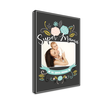 Cuadro día de la madre Super mamá foto personalizable - TenVinilo