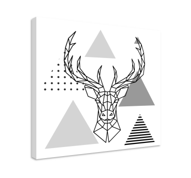 Cuadro de animales Dibujo de reno en blanco y negro - TenVinilo