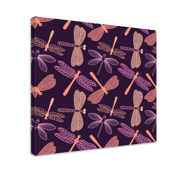 Cuadro de libélulas Patrón rosa y morado - TenVinilo