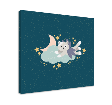 Cuadro para bebés Gato y luna - TenVinilo
