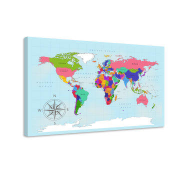 Cuadro mapa mundi Mapa del mundo azul - TenVinilo