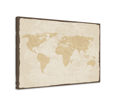 Cuadro mapa mundi Vintage blanco y beige - TenVinilo