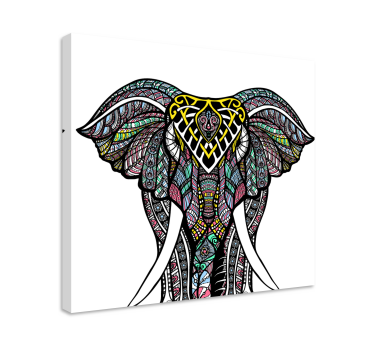 Cuadro de elefantes Elefante étnico multicolor - TenVinilo