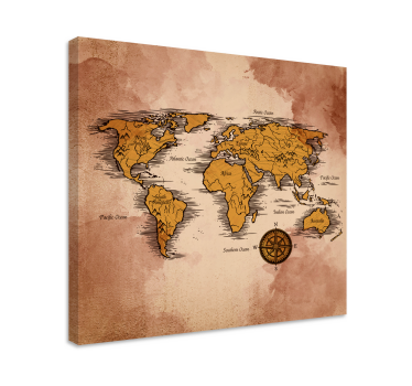 Cuadro mapa mundi Vintage con nombres - TenVinilo