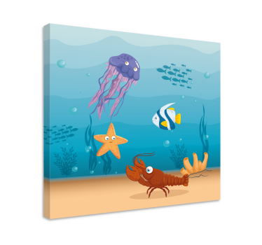 Cuadro de peces Dibujos animados de la vida del mundo marino - TenVinilo
