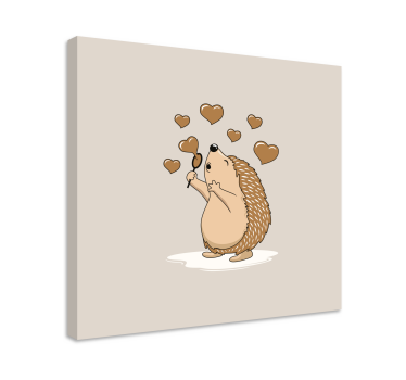Cuadro de animales Erizo con corazones de amor - TenVinilo
