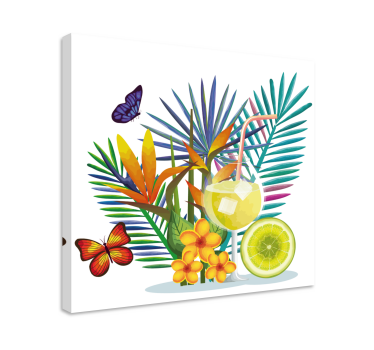 Cuadro de bodegones Frutas y mariposas - TenVinilo