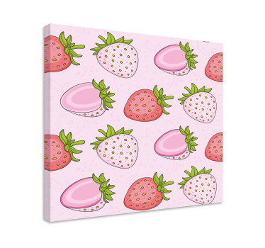 Cuadro de bodegones Fresas rosas y rojas sin costura - TenVinilo