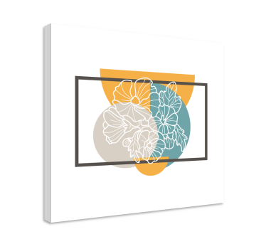 Cuadro flores Rectángulo minimalista y flores. - TenVinilo