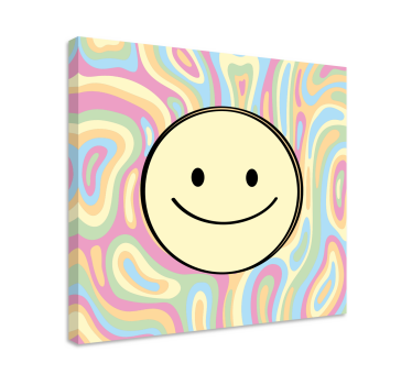 Cuadro artístico Cara sonriente colorida del teñido anudado - TenVinilo