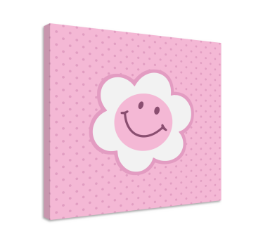 Cuadro artístico Flor rosa y blanco carita sonriente - TenVinilo