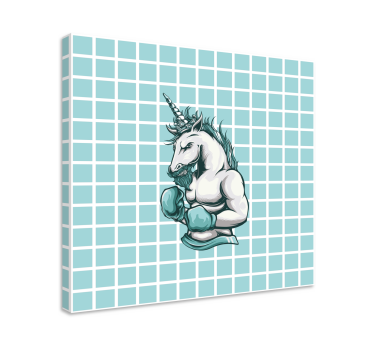 Cuadro decorativo moderno Entrenamiento gimnasio unicornio dibujo - TenVinilo