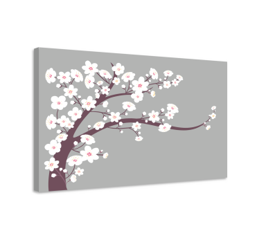 Cuadro en 3d Flores blancas con fondo gris - TenVinilo