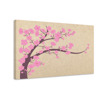Cuadro en 3d Flores rosadas con fondo beige - TenVinilo