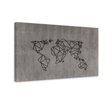 Cuadro en 3d Mapamundi gris y negro - TenVinilo