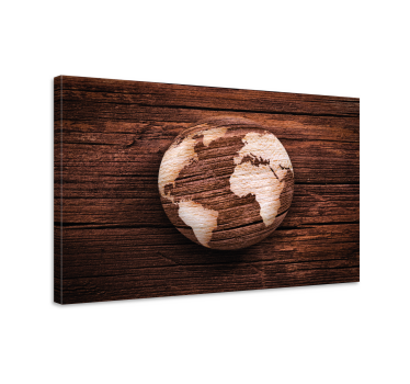 Cuadro en 3d Mapamundi geográfico de madera - TenVinilo