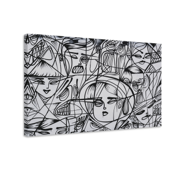 Cuadro artístico Caras abstractas en blanco y negro - TenVinilo