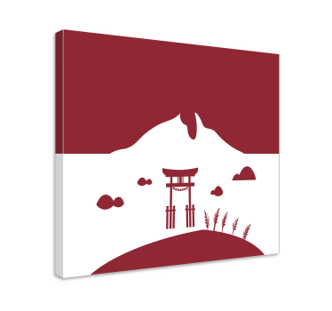 Cuadro decorativo moderno Estructura japonesa con lago y montañas - TenVinilo