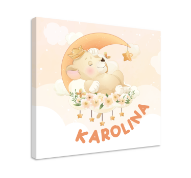 Cuadro para bebés Lindos animales león con nombre - TenVinilo