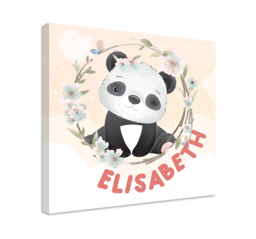 Cuadro para bebés Lindos animales panda con nombre - TenVinilo