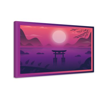 Cuadro retro vintage Mundo flotante con fondo morado - TenVinilo
