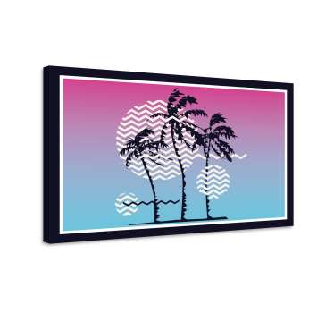 Cuadro retro vintage Palmeras al atardecer retro - TenVinilo