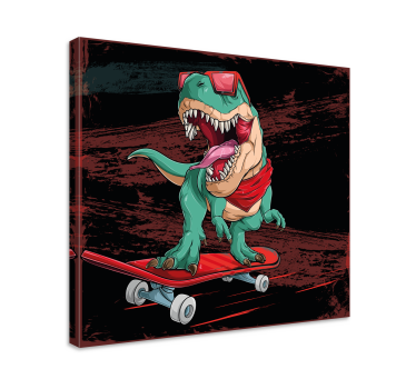 Cuadro retro vintage Patinaje dinosaurio verde - TenVinilo