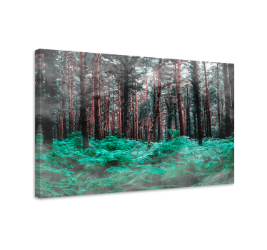 Cuadro de paisaje Colores estéticos bosque verde y niebla - TenVinilo