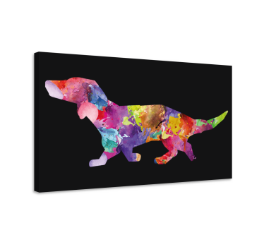 Cuadro decorativo moderno Pintura de perro colorido en negro - TenVinilo