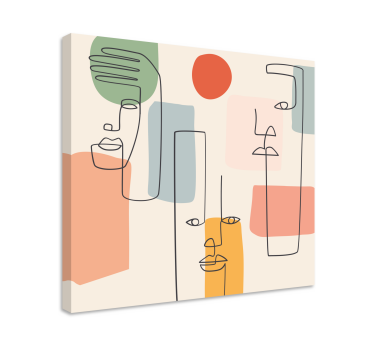 Cuadro salón vinilo pared minimalista con caras - TenVinilo