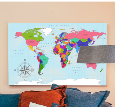 Cuadro mapa mundi Mapa del mundo azul - TenVinilo