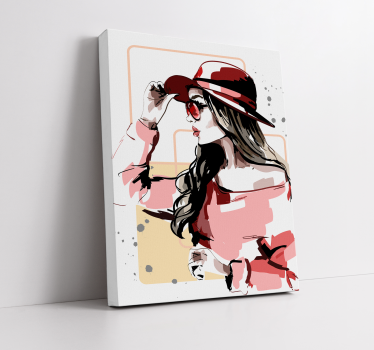 Cuadro salón Mujer elegante con sombrero cuadro - TenVinilo