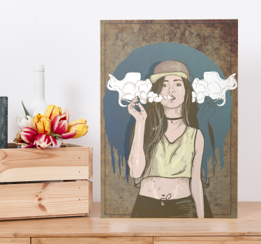 Cuadro arte hippie fumando - TenVinilo