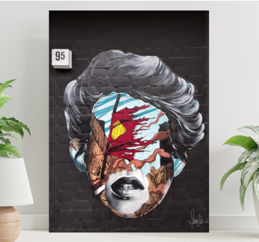 Cuadro artístico Cara de graffiti en ladrillos - TenVinilo