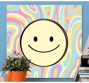 Cuadro artístico Cara sonriente colorida del teñido anudado - TenVinilo