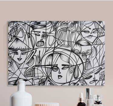 Cuadro artístico Caras abstractas en blanco y negro - TenVinilo