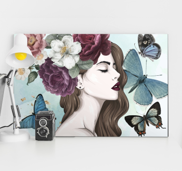 Cuadro artístico Estilo glamour mujer flores - TenVinilo