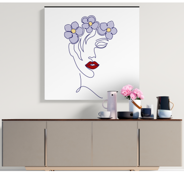 Cuadro artístico mujer elegante floral - TenVinilo
