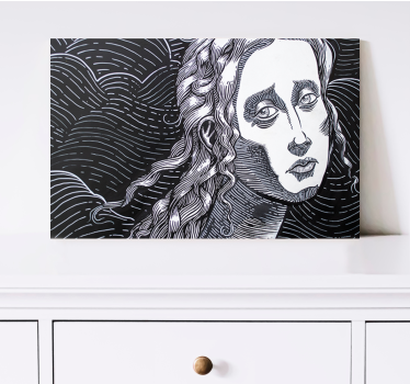 Cuadro artístico Mujer en blanco y negro ilustracion - TenVinilo