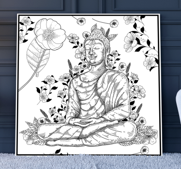 Cuadros buda con flores blanco y negro - TenVinilo