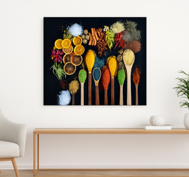 Cuadro para cocina cuchara de madera con especias - TenVinilo