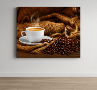 Cuadro para cocina granos de café y taza - TenVinilo