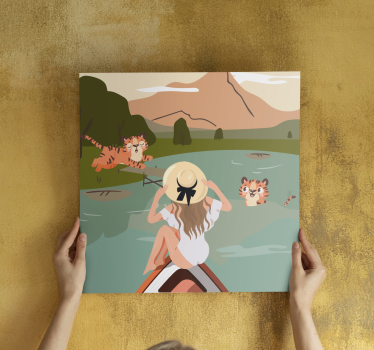 Cuadro cocina Niña y tigres animales de la selva - TenVinilo
