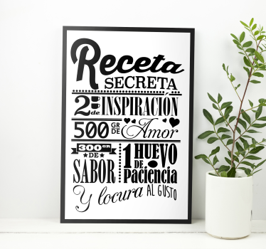 Cuadro cocina Receta secreta - TenVinilo