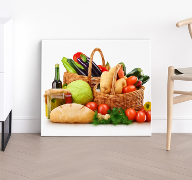Cuadro para cocina verduras en una cesta - TenVinilo