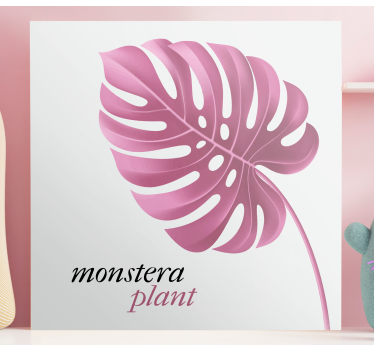 Cuadro con frase Estilo monstera minimalista rosa - TenVinilo