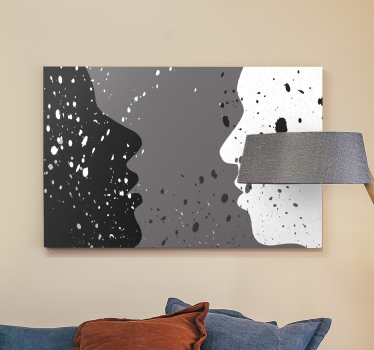 Cuadro con personas Media cara blanca y oscura - TenVinilo